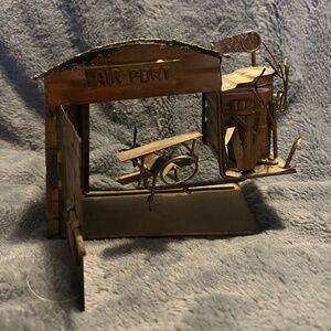 Vintage 1978 George Good Corporation Barnstormer Bi-Plane Airport Metal Art